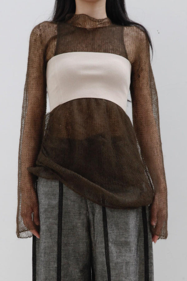 SWAYING/KNIT Slightly Translucent Mohair 2 Piece Set (with Bra) SW22AW1T27 Brown PS52